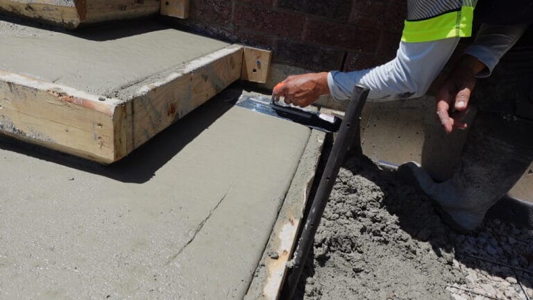 Contractor finishing concrete patios surface