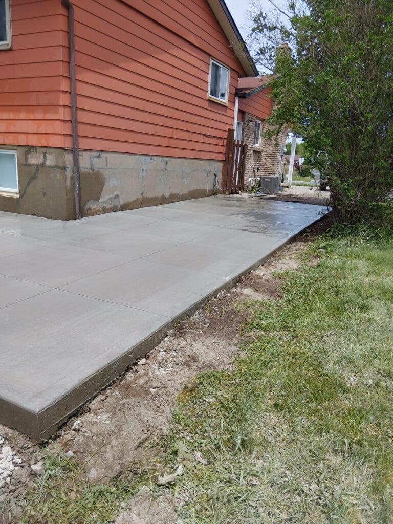 New concrete patios pour ready for landscaping